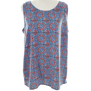 J Crew outlet top size 10 blue geometric tank top coastal granny resort wear
